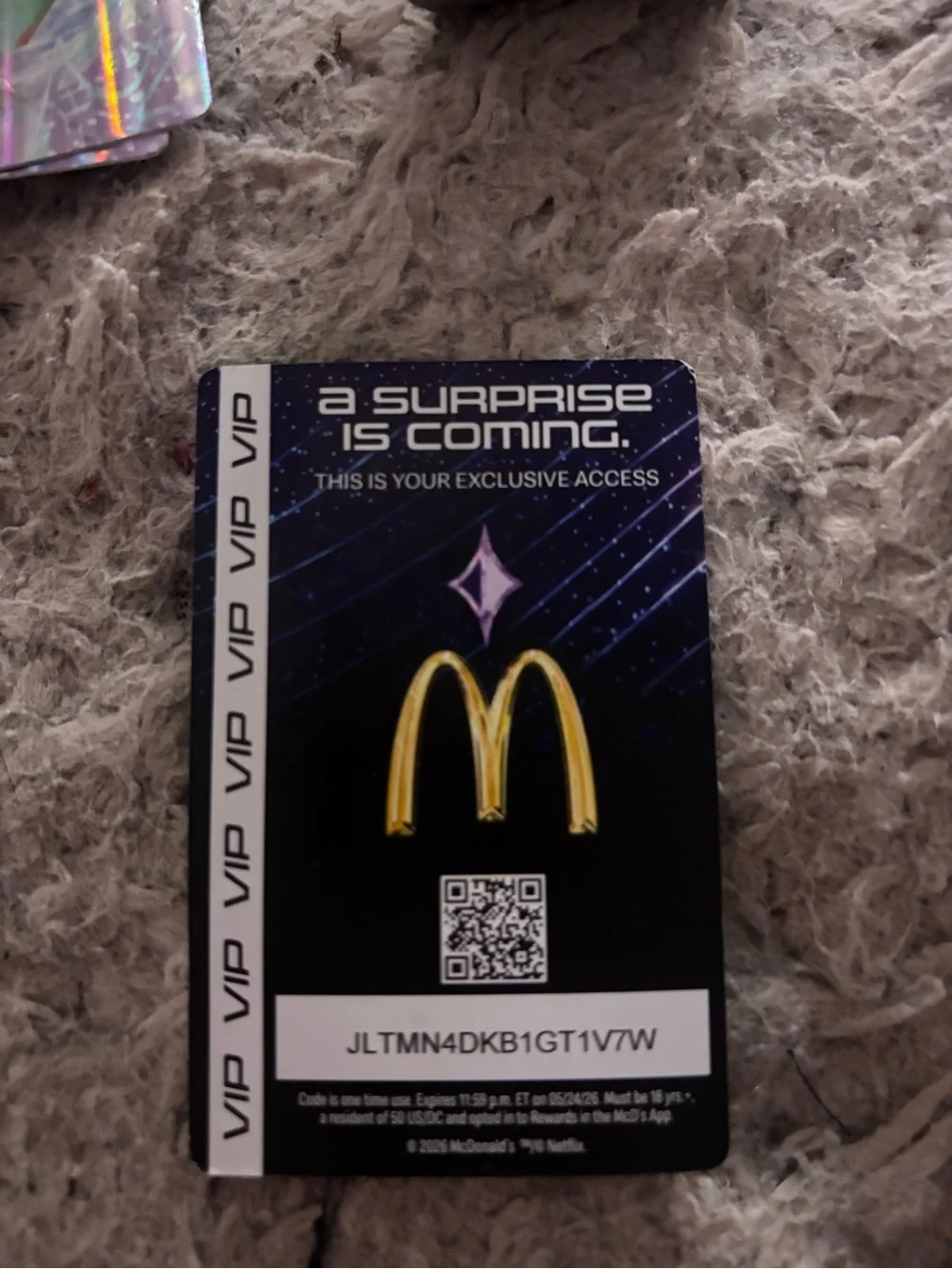 McDonald's k-pop Demon Hunter card with blue cat graphic #hellofriend #mcdonalds